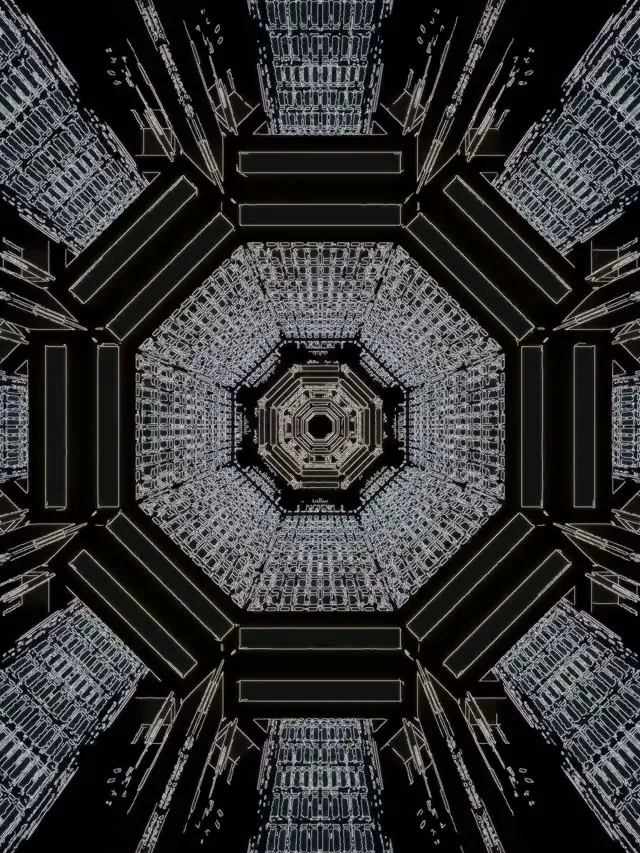 Неон Тунел Октагон Црно Бело 60fps Чувар на екран Компјутер 3:4 iPad Портрет VJ Loop