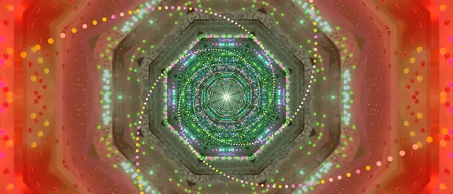 Neon Tunel Osemuholník Zelený Červený 60fps 21:9 Ultrawide Šetrič Obrazovky Vj Loop