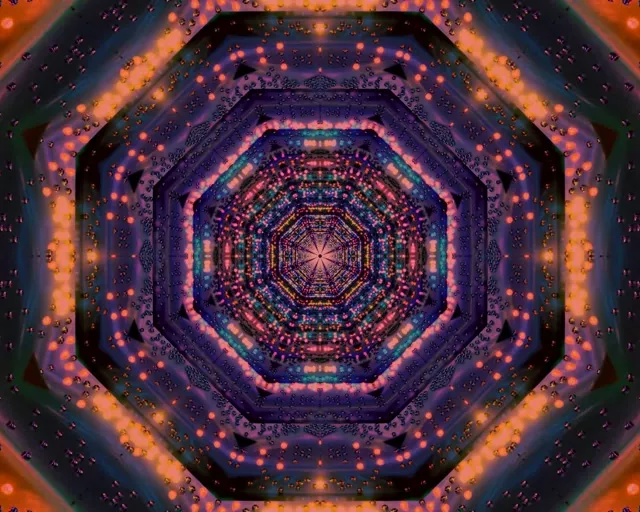 Neon Tunel Osemuholník Kaleidoskop 60fps 5:4 Priemyselný Šetrič Obrazovky VJLoops