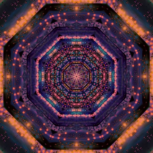 Neon Tunnel Oktagon Kaleidoscope VJ Loop 1:1 Square 60fps Skärmsläckare