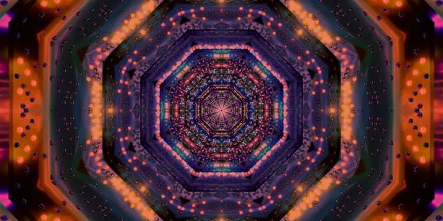 מנהרת ניאון מתומן קליידוסקופ VJLoops 2:1 Univisium 60fps מסך חיסכון