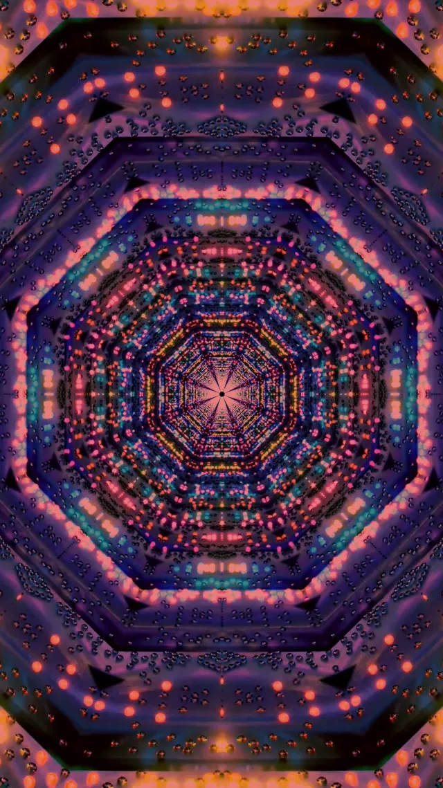 Terowong Neon Kaleidoskop Oktagon VJ Loop 9:16 Reels 60fps Screensaver