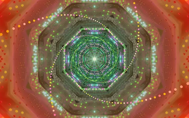 تونل نئون هشت ضلعی محافظ صفحه 60fps 16:10 MacBook VJ Loop سبز صورتی