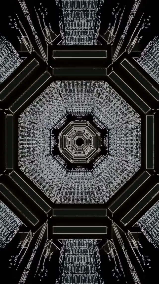 Neontunnel Oktagon Skärmsläckare 60fps 9:16 Reels VJ Loop PC Laptop