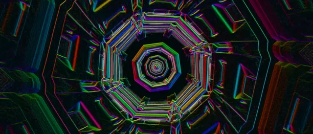 Neon Tunnel Oktagon Vortex 21:9 Ultrawide 60fps VJ Loop Skärmsläckare