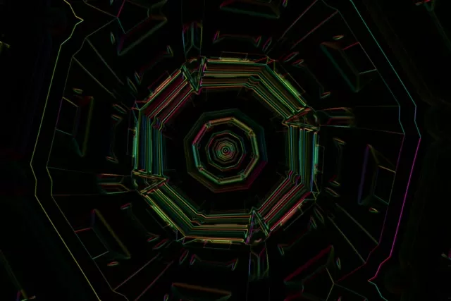 Neon Tunnel Octagon Vortex 3:2 Surface 60fps Screensaver VJ Loop