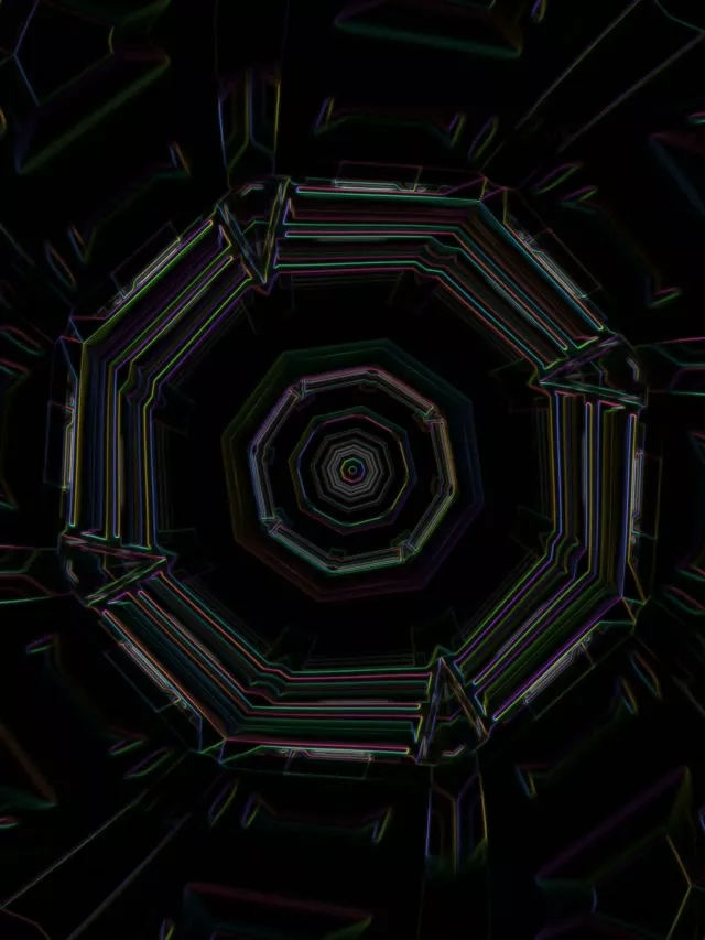 تونل نئون گردابی هشت‌ضلعی 3:4 iPad Portrait 60fps VJLoops Screensaver