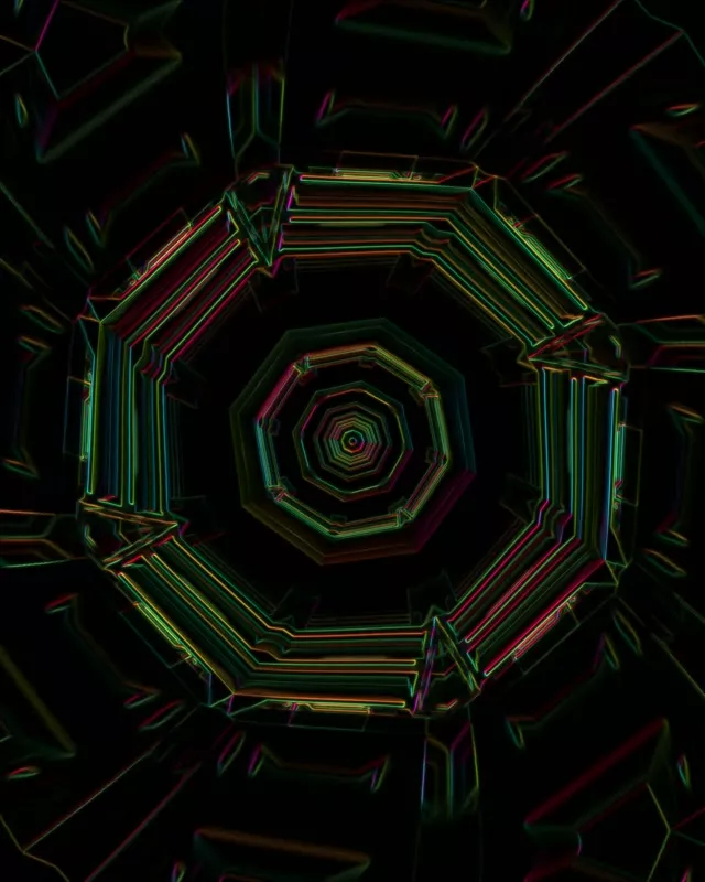 تونل نئون Octagon Vortex | 4:5 Instagram | 60fps Screensaver حلقه