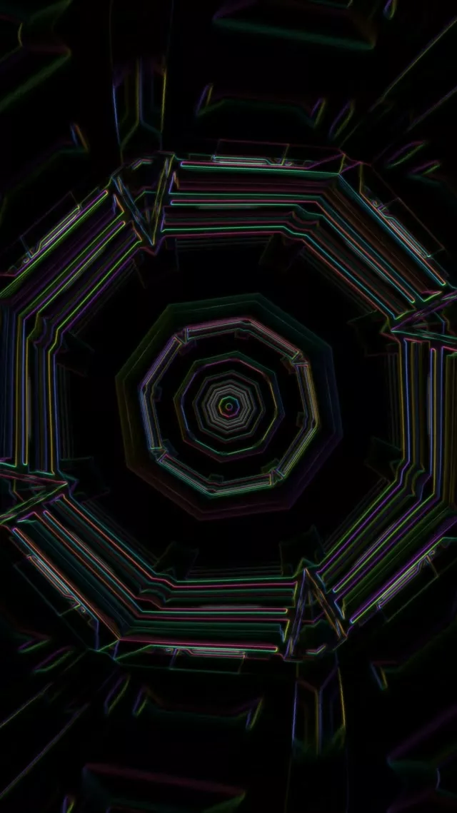 Neon Tunnel Octagon Vortex 9:16 Reels 60fps VJLoops Skärmsläckare