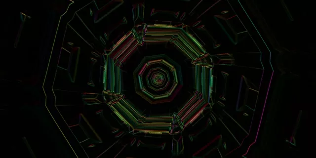 تونل نئون حلقه Vortex هشت ضلع | 2:1 Univisium 60fps صفحه حفاظ VJ انیمیشن