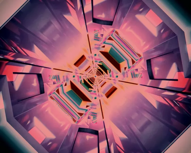 تونل نئون گردابه هشت‌ضلعی VJ Loop 60fps 5:4 صنعتی محافظ صفحه