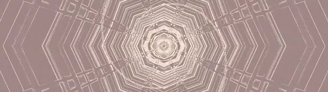 Vórtice de túnel neón octagonal concéntrico con patrones geométricos radiantes en malva y crema para movimiento VJ loop infinito