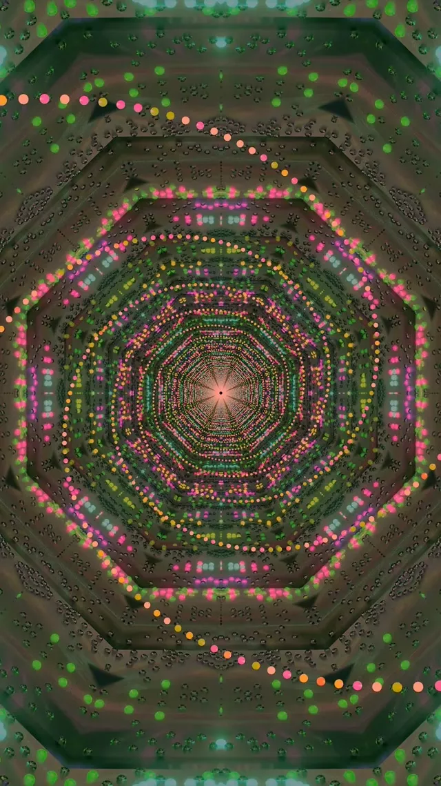नीयन टनल ऑक्टागन वॉर्टेक्स VJ Loop 9:16 Reels 60fps स्क्रीनसेवर