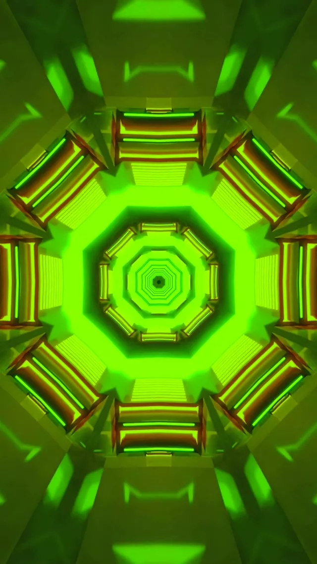 Terowong Neon Pusaran Oktagon VJLoops 9:16 Reels 60fps Penyelamat Skrin Hijau