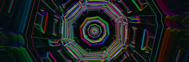 Neon Tunnel Octagonal Vortex Loop 3:1 Ultrawide 60fps VJ Screensaver