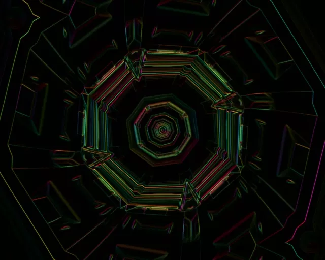 حلقه تونل نئون گردابه هشت‌گوشه 5:4 صنعتی 60fps Screensaver VJLoops انیمیشن