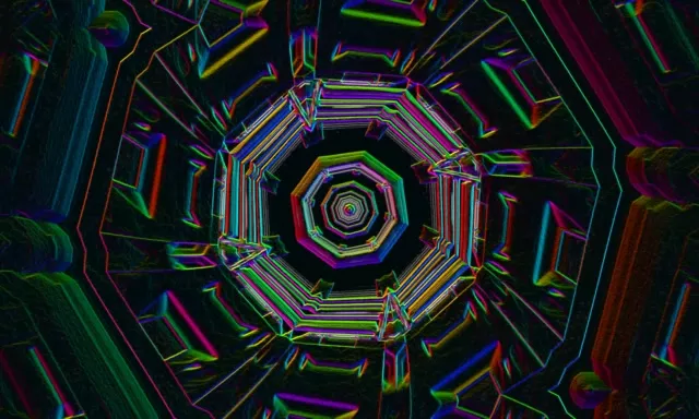 Neon Tunnel Ottekantet Vortex VJ Loop 5:3 Wide 60fps Screensaver