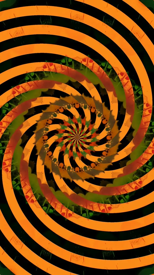 Neon Alagút Narancs Fekete Spirál Örvény 9:16 Reels 60fps Képernyővédő VjLoops