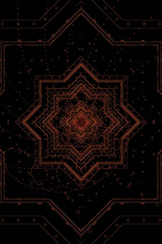 霓虹隧道铜色星形曼荼罗 VJ Loop 2:3 照片竖屏 60fps 屏保