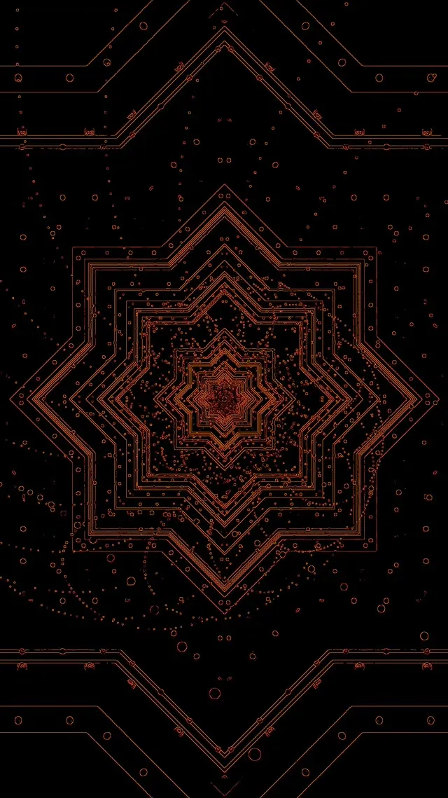 Neon Tunnel Réz Csillag Mandala VJ Loop 9:16 Reels 60fps Képernyővédő