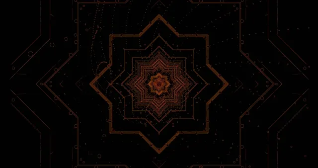 Túnel Neon Estrela Fractal Laranja Proteção de Tela 4K UHD 60fps VJ Loop