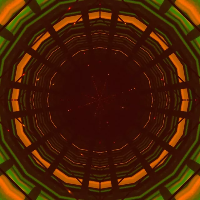 Neon Alagút Narancssárga Zöld Rács Örvény 1:1 Négyzet 60fps Képernyővédő VJLoops