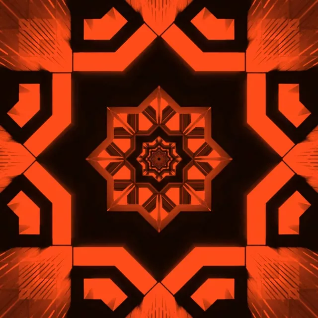 Tunnel Néon Orange Kaléidoscope Étoile Vj Loop 1:1 Carré 60fps Économiseur d'écran