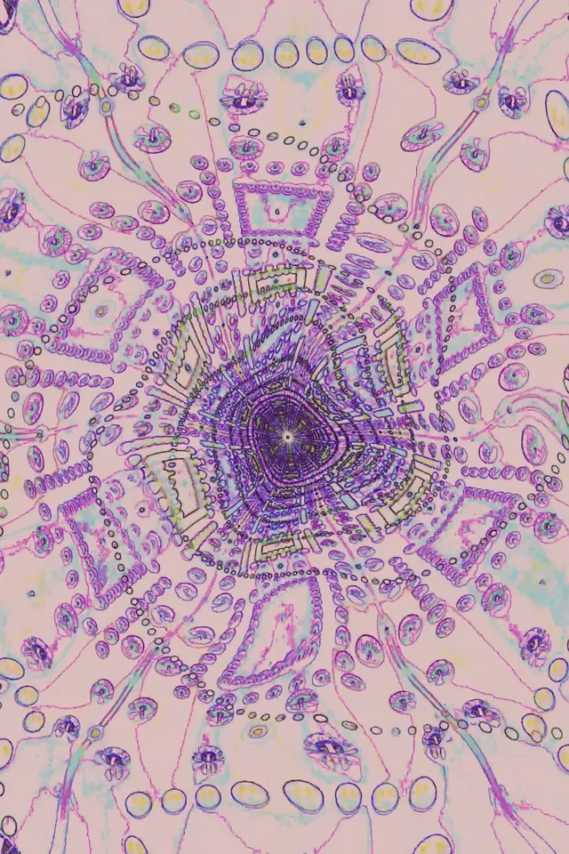 Κόκκινο και ροζ νέον κλασματικό τούνελ με ομόκεντρους κύκλους που σπειρώνονται προς τα έσω, δημιουργώντας ένα υπνωτικό βάθος vortex