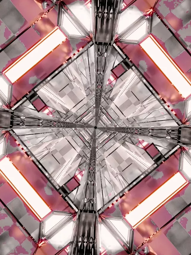 Neon Tunnel Pink Chrome Diamond Vj Loop 3:4 iPad Portrait 60fps Screensaver