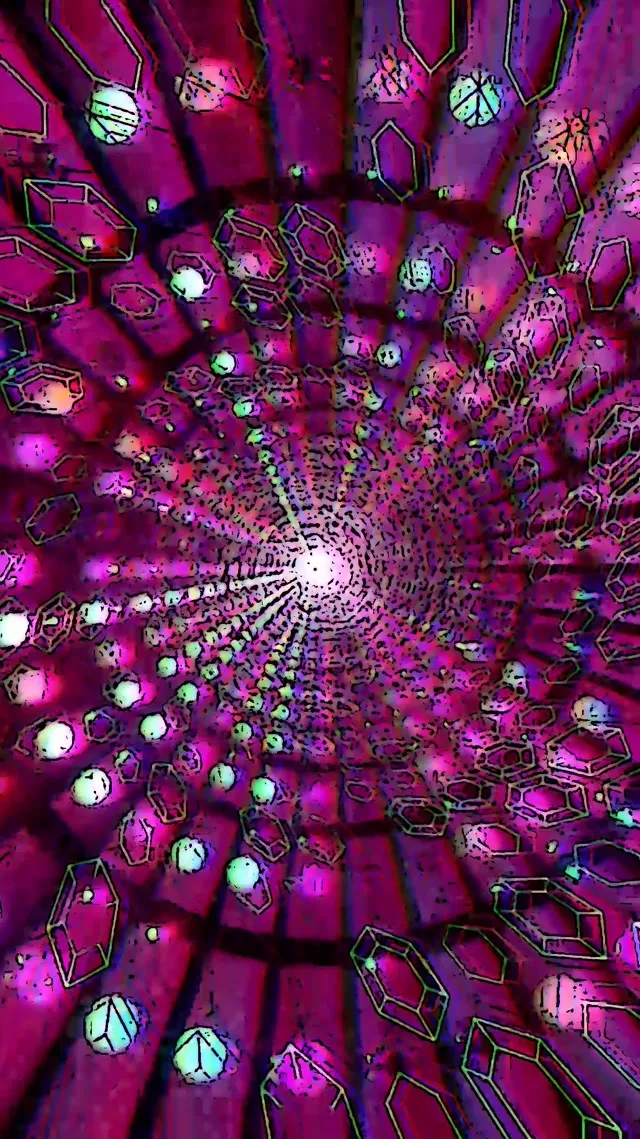 Neon Tunnel Rosas Kristal Screensaver 60fps 9:16 Reels Vj Loop