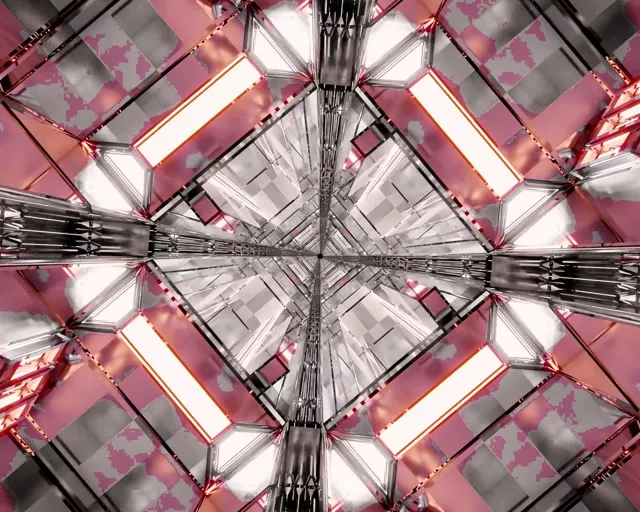 Đường Hầm Neon Hồng Kim Cương Lưới VJLoop 5:4 Industrial 60fps Screensaver