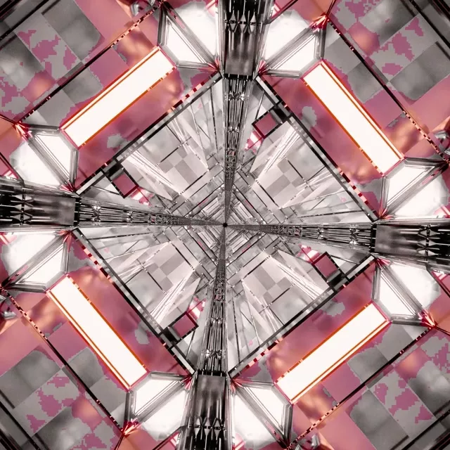 Neon Alagút Rózsaszín Kaleidoszkóp Gyémánt VJLoops 1:1 Négyzet 60fps Képernyővédő