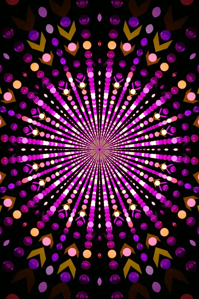 Neon Tunnel Kaleidoskoop Burst VJ Loop 2:3 Photo Portrait 60fps Ekraanisäästja