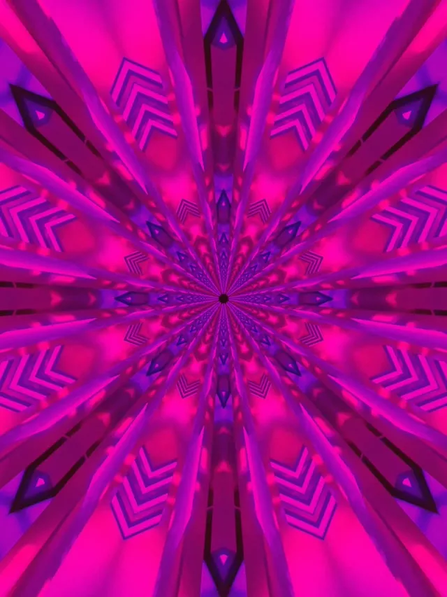 Neonowy Tunel Magenta Kalejdoskop Wybuch VJ Loop 3:4 iPad Pionowy 60fps Wygaszacz Ekranu