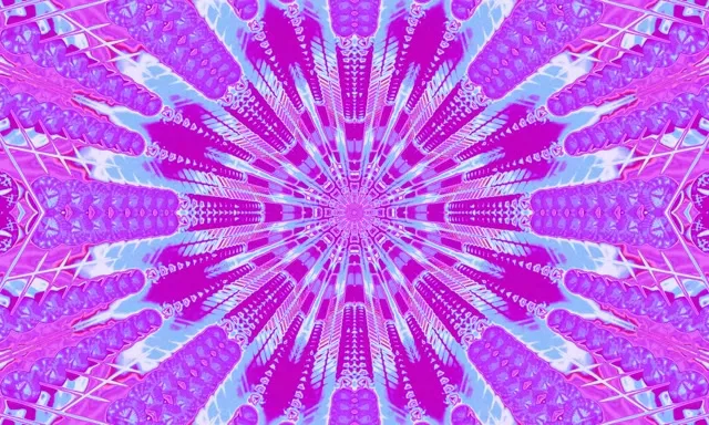 Neontunnel Kaleidoskop Utbrott VJ Loop 5:3 Bred 60fps Skärmsläckare Rosa Blå