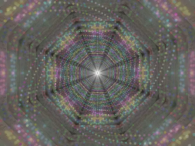 Neon Tunnel Pulsating Hexagon Grid Vortex Loop 4:3 Classic 60fps Screensaver