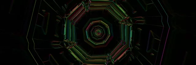 Neon Tunnel Pulsating Hexagon Vortex 3:1 Triple Wide 60fps VJ Loop Screensaver