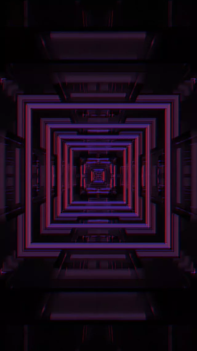 Neon Tunnel Pulsating Square Vortex 9:16 Reels 60fps Screensaver Vj Loop