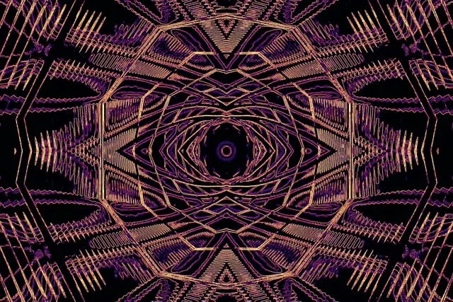 Neon Tunnel Kaleidoszkóp Vj Loop 3:2 Surface 60fps Képernyővédő Arany Lila