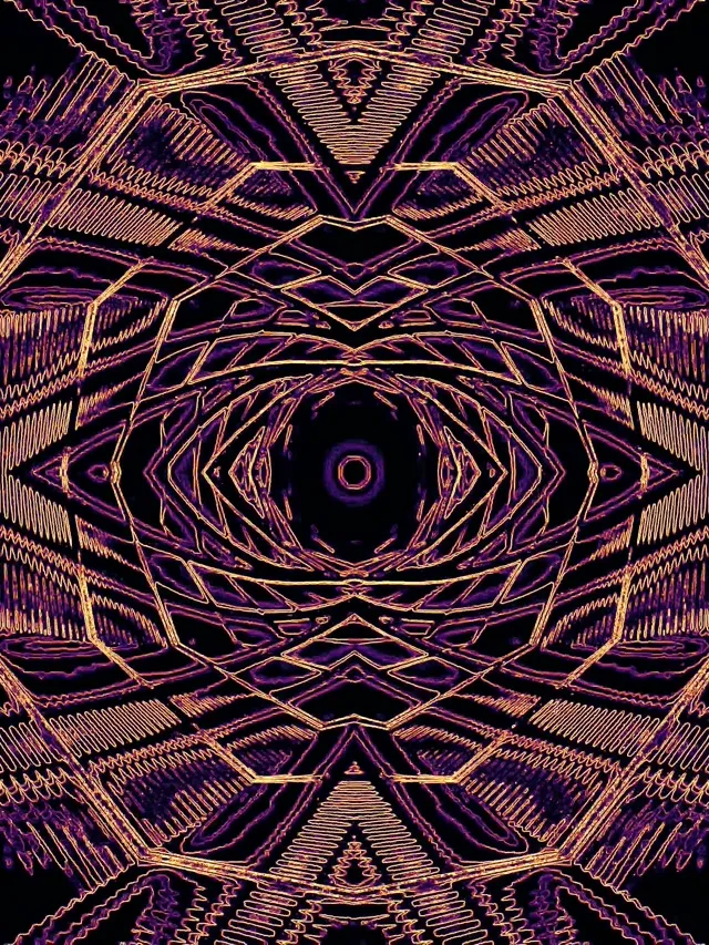 Neon Tunel Zlatno Ljubičasti Kaleidoskop Vj Loop 3:4 iPad Portrait 60fps Screensaver