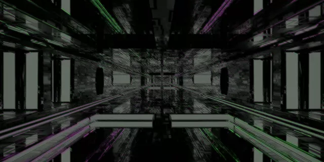 Neon Tunnel Purple Green Rails 2:1 Univisium 60fps Screensaver VJ Loop