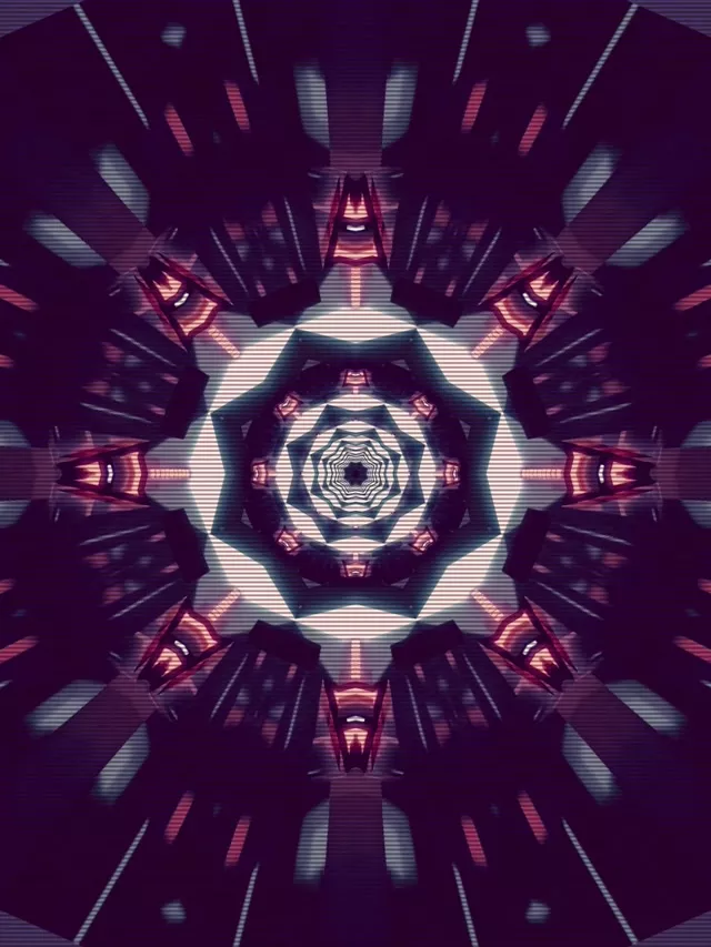 Неон Тунел Виолетов Хекс Чувар на екран 3:4 iPad Портрет 60fps VJ Loop