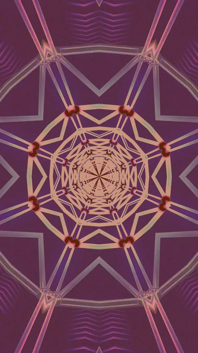 Terowong Neon Pusaran Mandala Ungu VJ Loop 9:16 Reels 60fps Screensaver