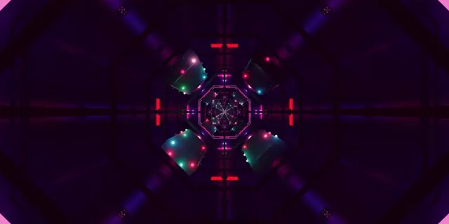 Túnel Neon Púrpura Octógono Protector de Pantalla 2:1 Univisium 60fps VJ Loop
