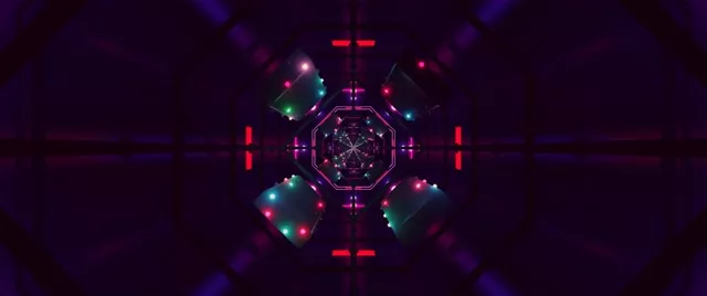 Sgrin Tywyll Twnnel Neon Octagon Porfor 60fps 2.39:1 Cinemascope Vj Loop