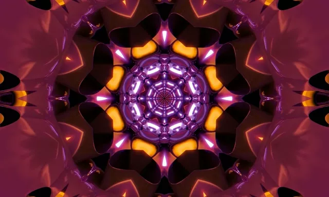Neon Tonnel Pers Oranje Kaleidoskoop Sluimerskerm 5:3 Wide 60fps VJ Loop