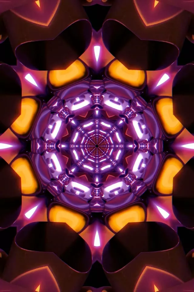 מנהרת ניאון סגולה כתומה קליידוסקופ שומר מסך 60fps 2:3 תמונה אנכית Vj Loop