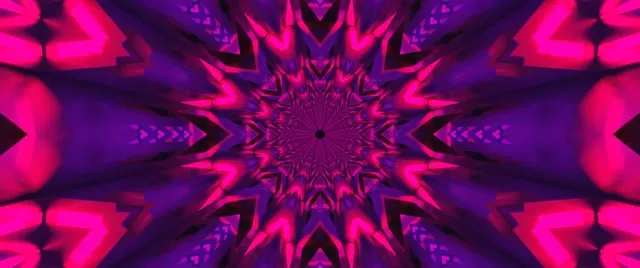 Neon Tunnel Fraktal Kaleidoskop Udbrud VJ Loop 2.39:1 Cinemascope 60fps Pauseskærm