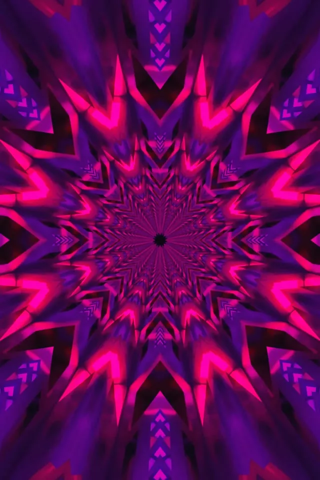 Neonový Tunel Fraktál Kaleidoskop Hviezda 2:3 Photo Portrait 60fps Sporiť Vj Loop