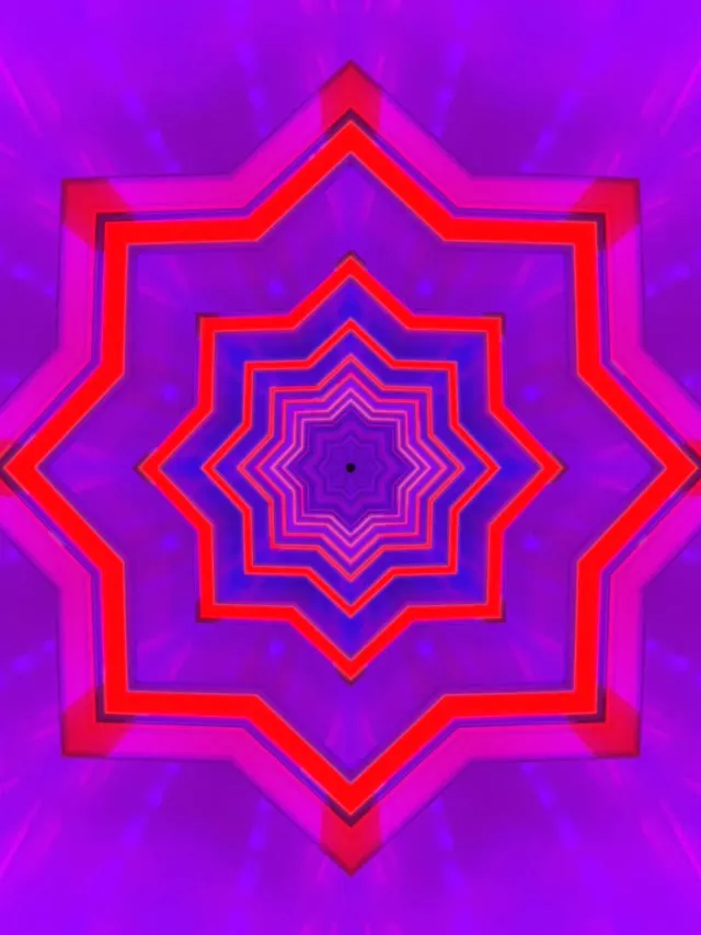 Neon Tunelis Raudona Violetinė Žvaigždė Sūkurys VJ Loop 60fps 3:4 iPad Portrait Ekrano užsklanda